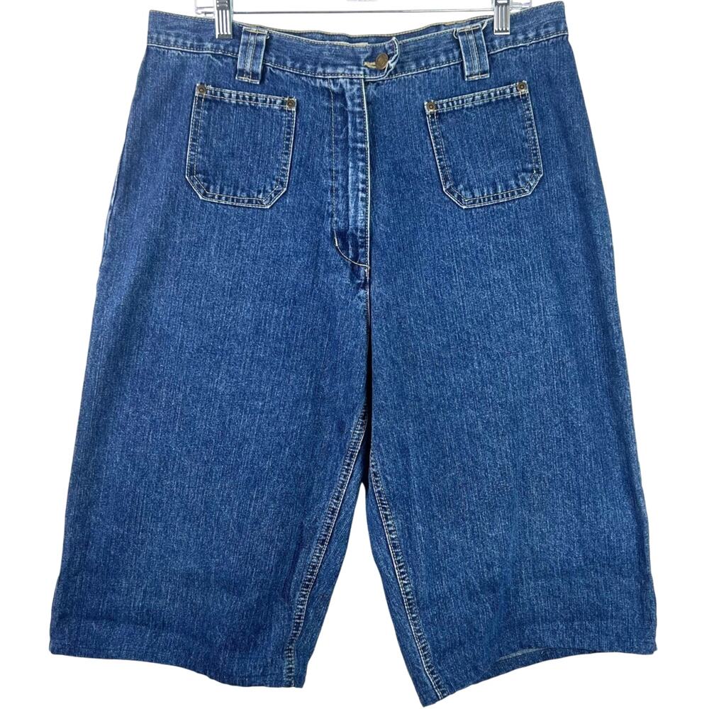 St.John's Bay Vintage Women's Blue Denim Bermuda Baggy Sporty Shorts Y2K Size 16